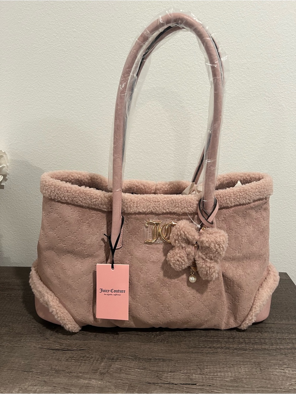 Juicy Couture Pink Shearling Tote Bag